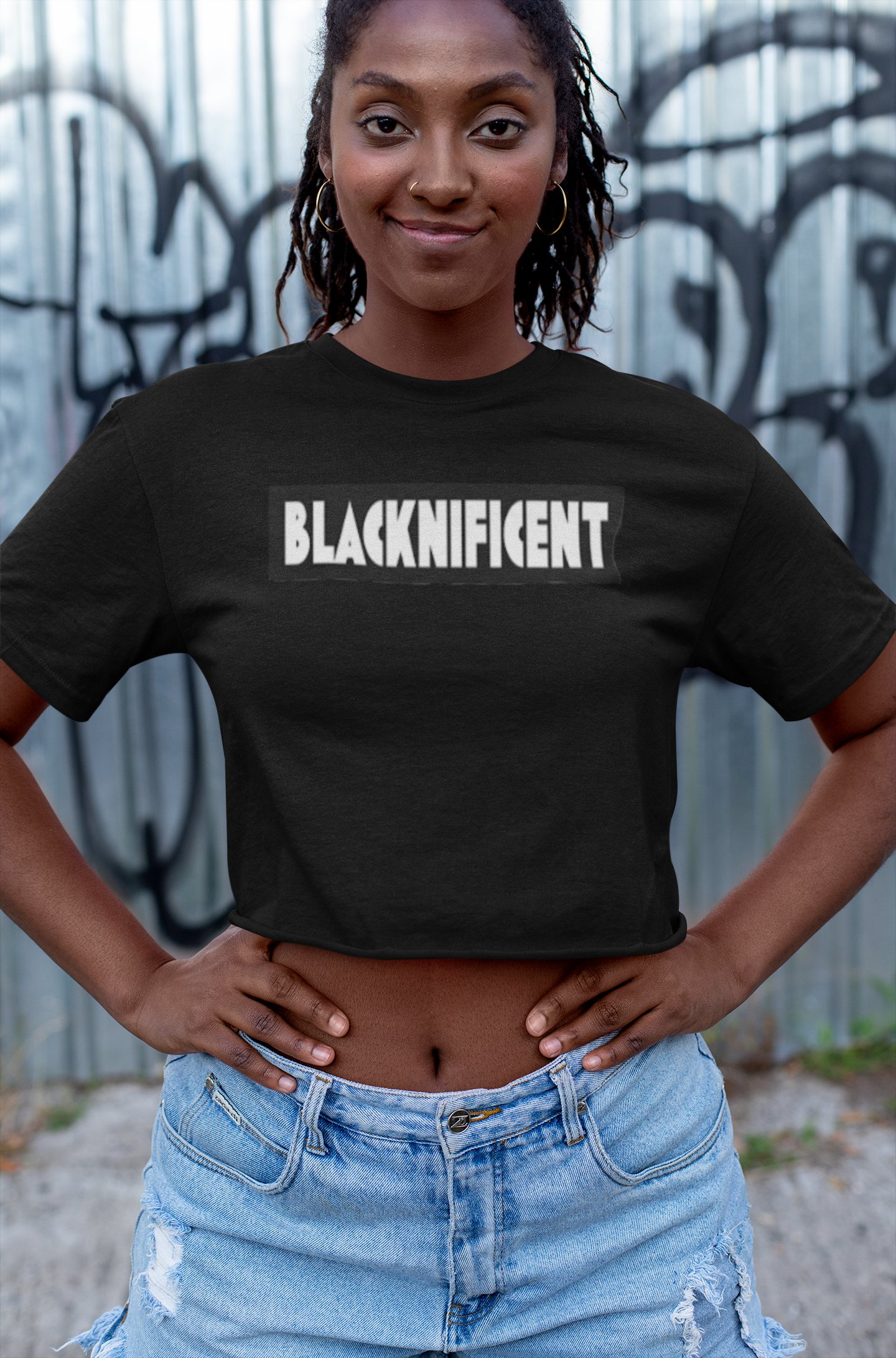 Crop Top  - Black (Gold and White logo)