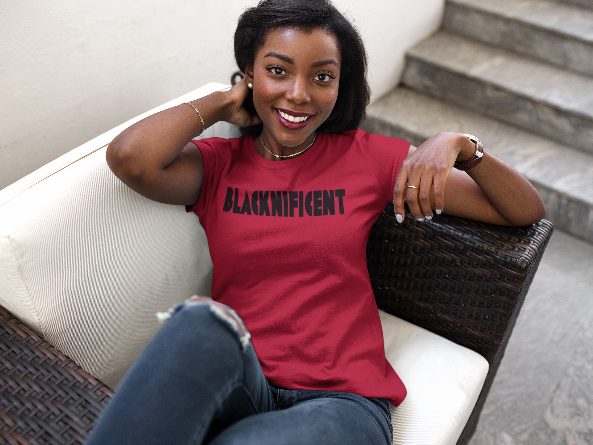 Red Blacknificent Tee - Black / White Logo